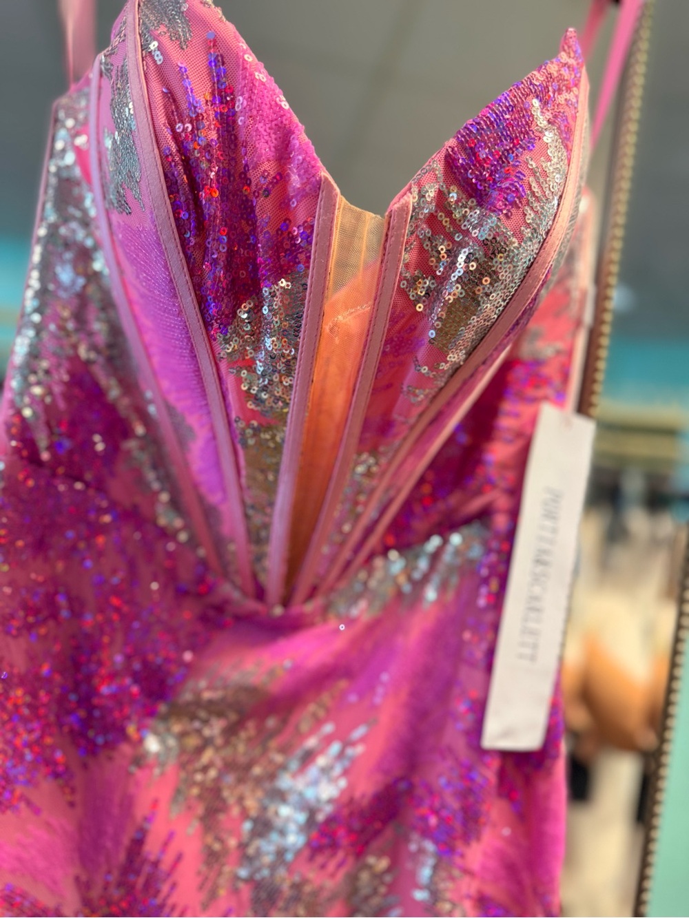 Portia and Scarlett Pink Sequin Strapless Mini Dress - Picture 4 of 4